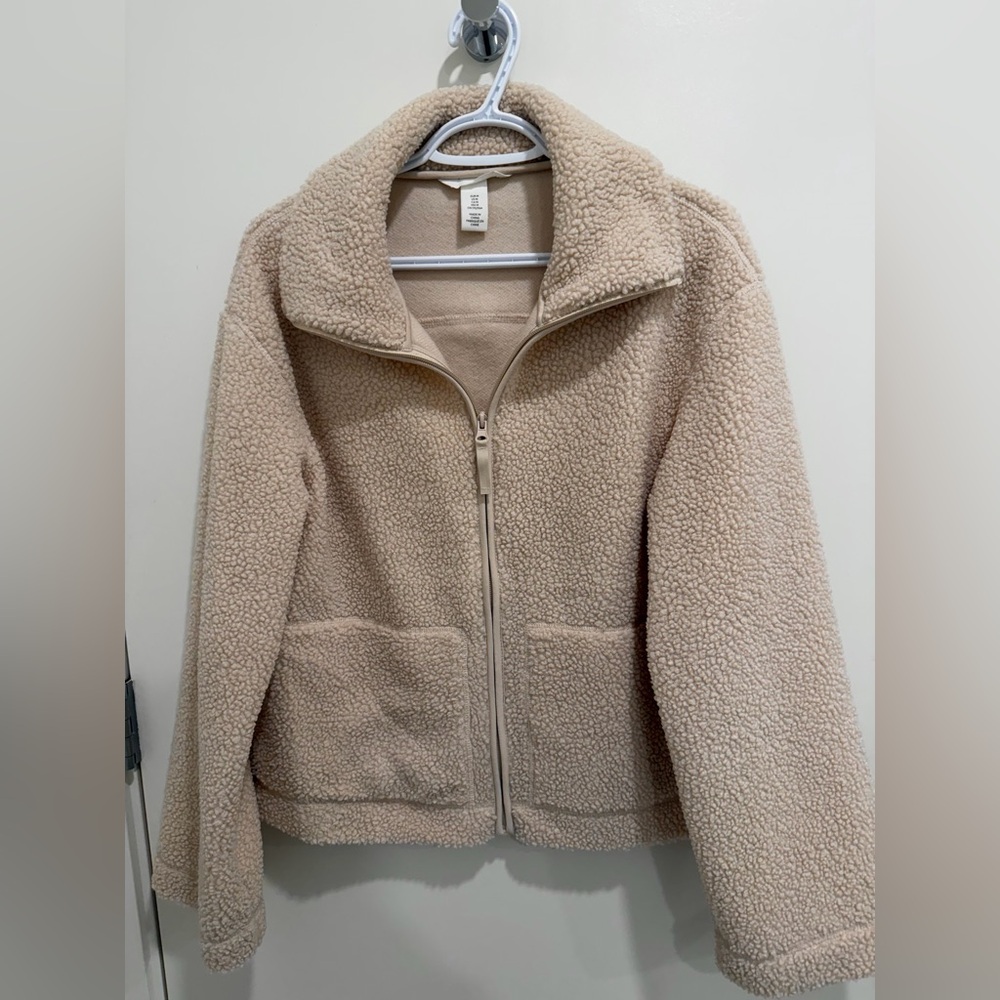 H&M Cream Teddy Zip up